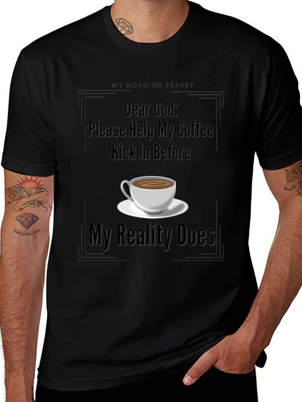 Camiseta Negra Café y Oración