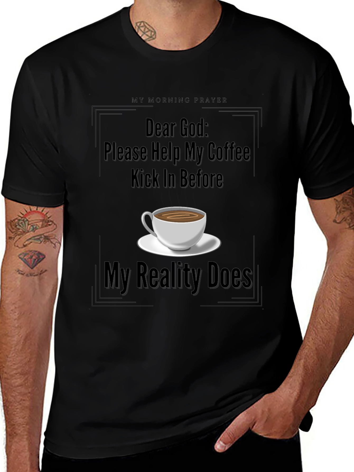 Camiseta Negra Café y Oración