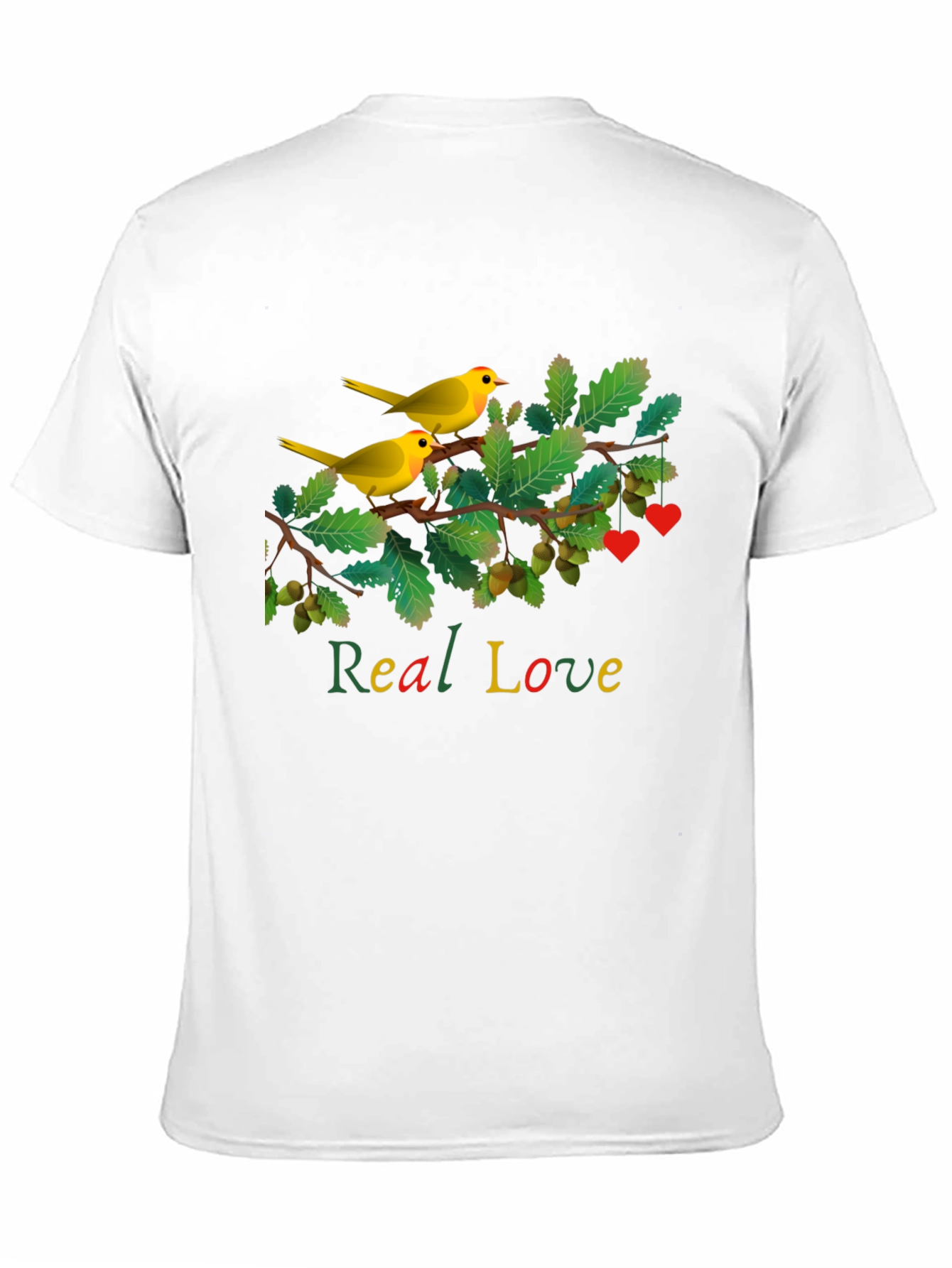 Camiseta Negra con Diseño de Aves y Real Love
