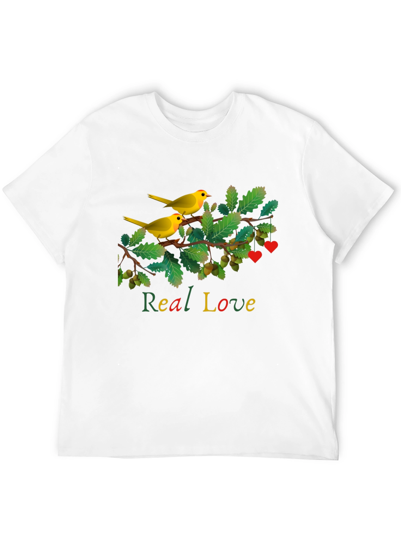 Camiseta Negra con Diseño de Aves y Real Love