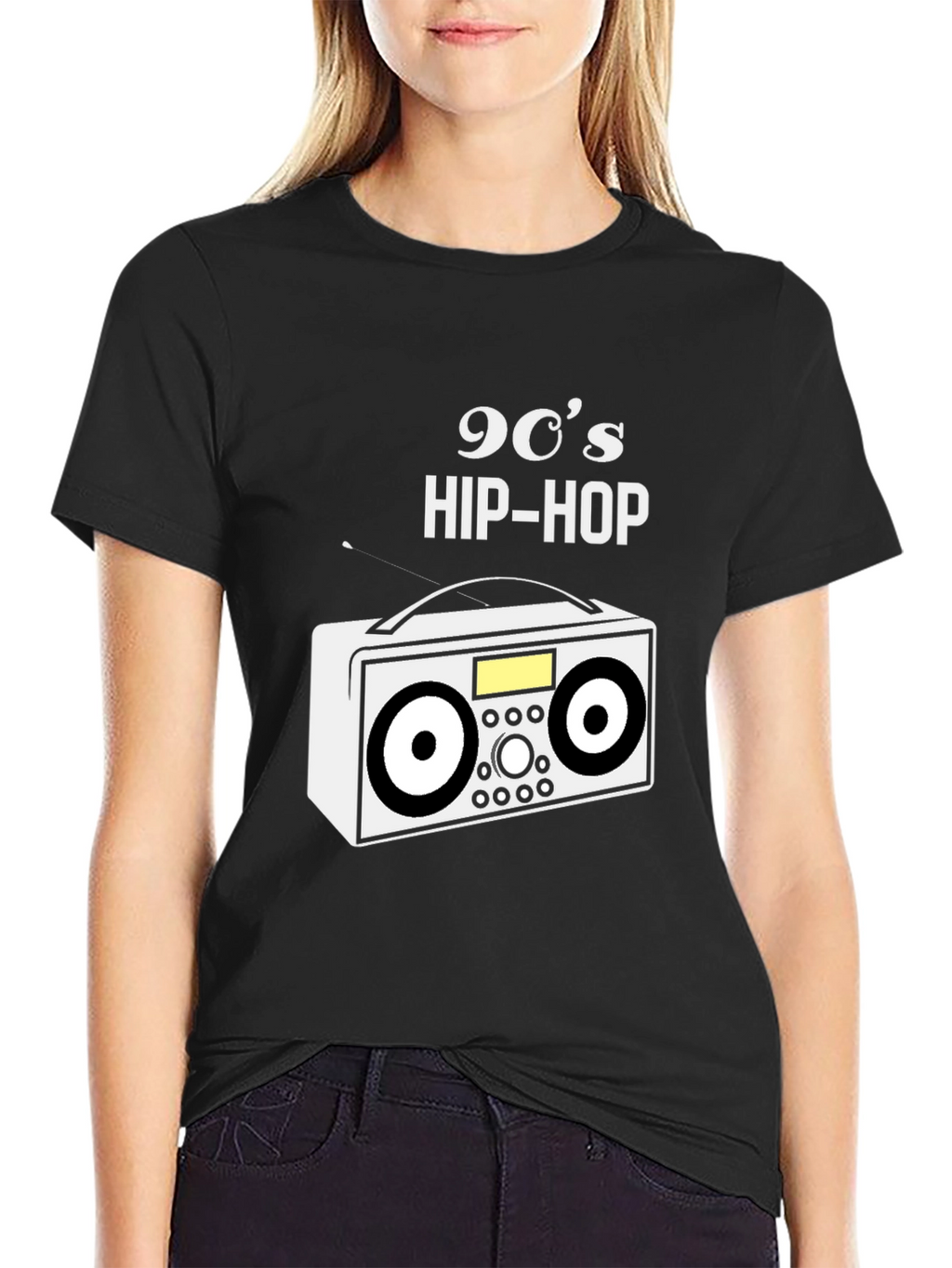 Camiseta Negra 90s Hip-Hop Retro