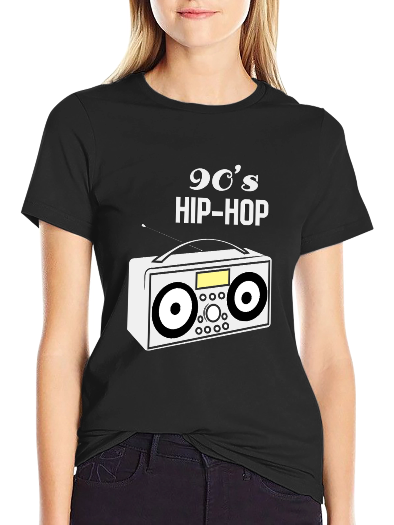 Camiseta Negra 90s Hip-Hop Retro