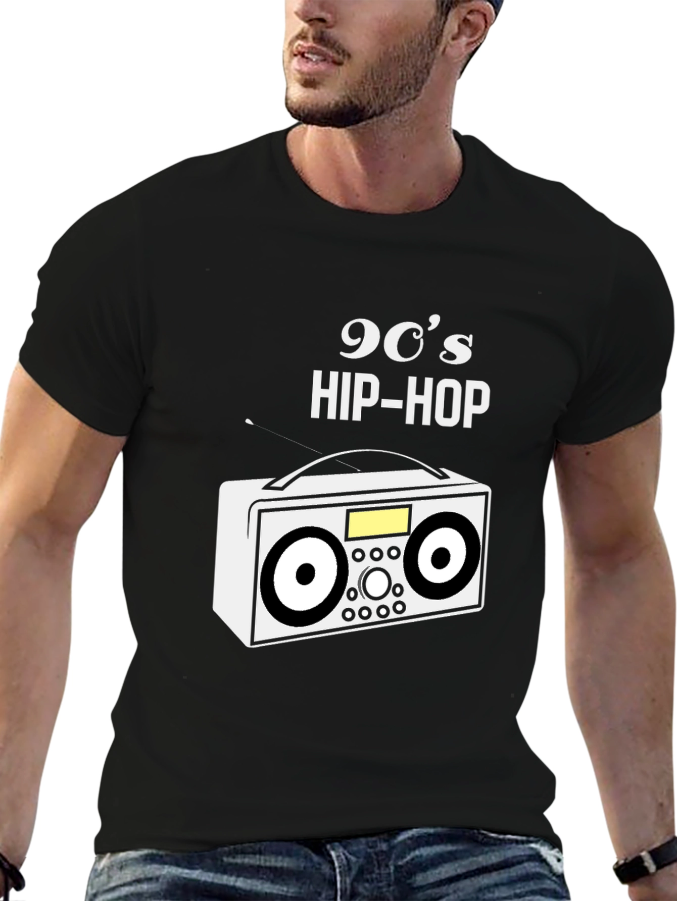 Camiseta Negra 90s Hip-Hop Retro