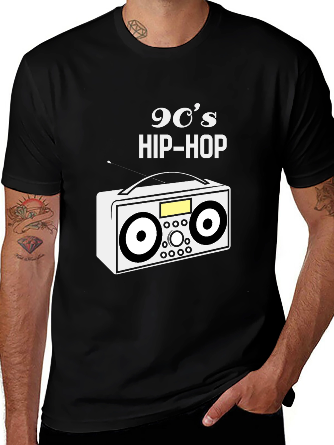 Camiseta Negra 90s Hip-Hop Retro