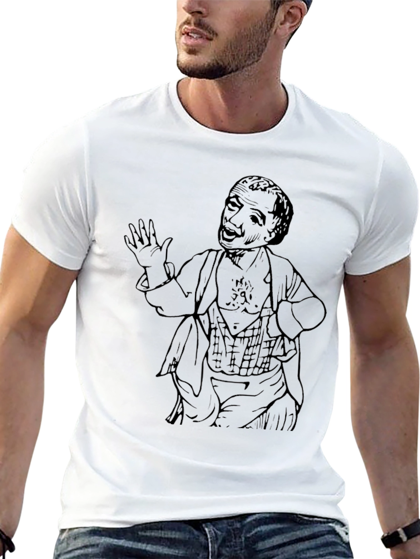 Camiseta Negra con Dibujo Vintage