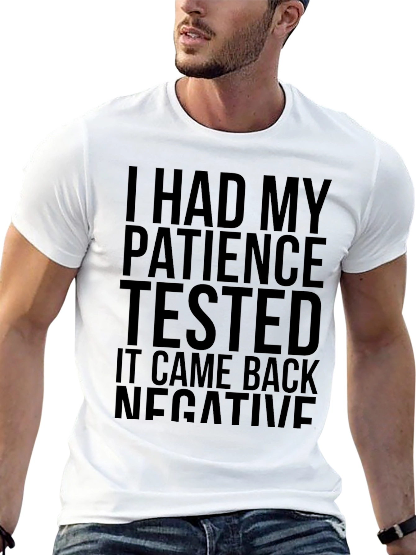 Camiseta Hombre Humor Paciencia Tested Negative Negro