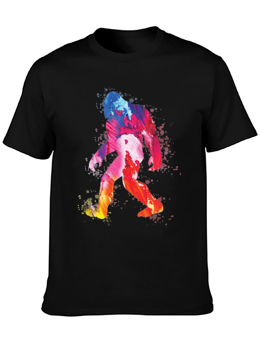 Camiseta Negra con Diseño de Bigfoot Acuarela