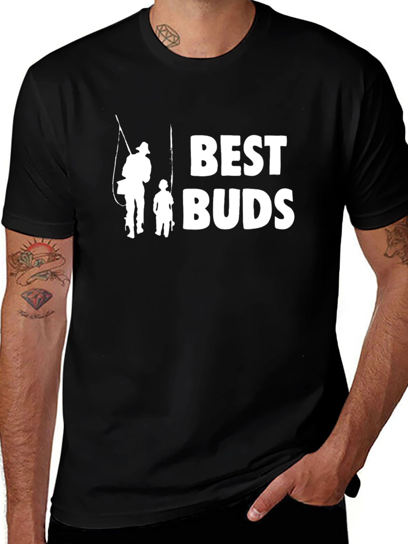 Camiseta Negra Best Buds Pesca Padre e Hijo