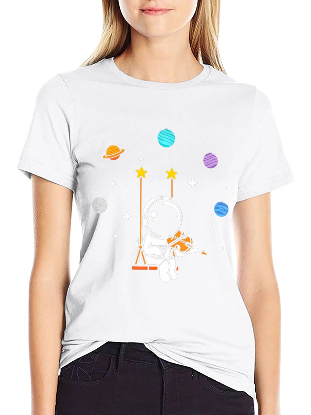 Camiseta Negra Astronauta Músico