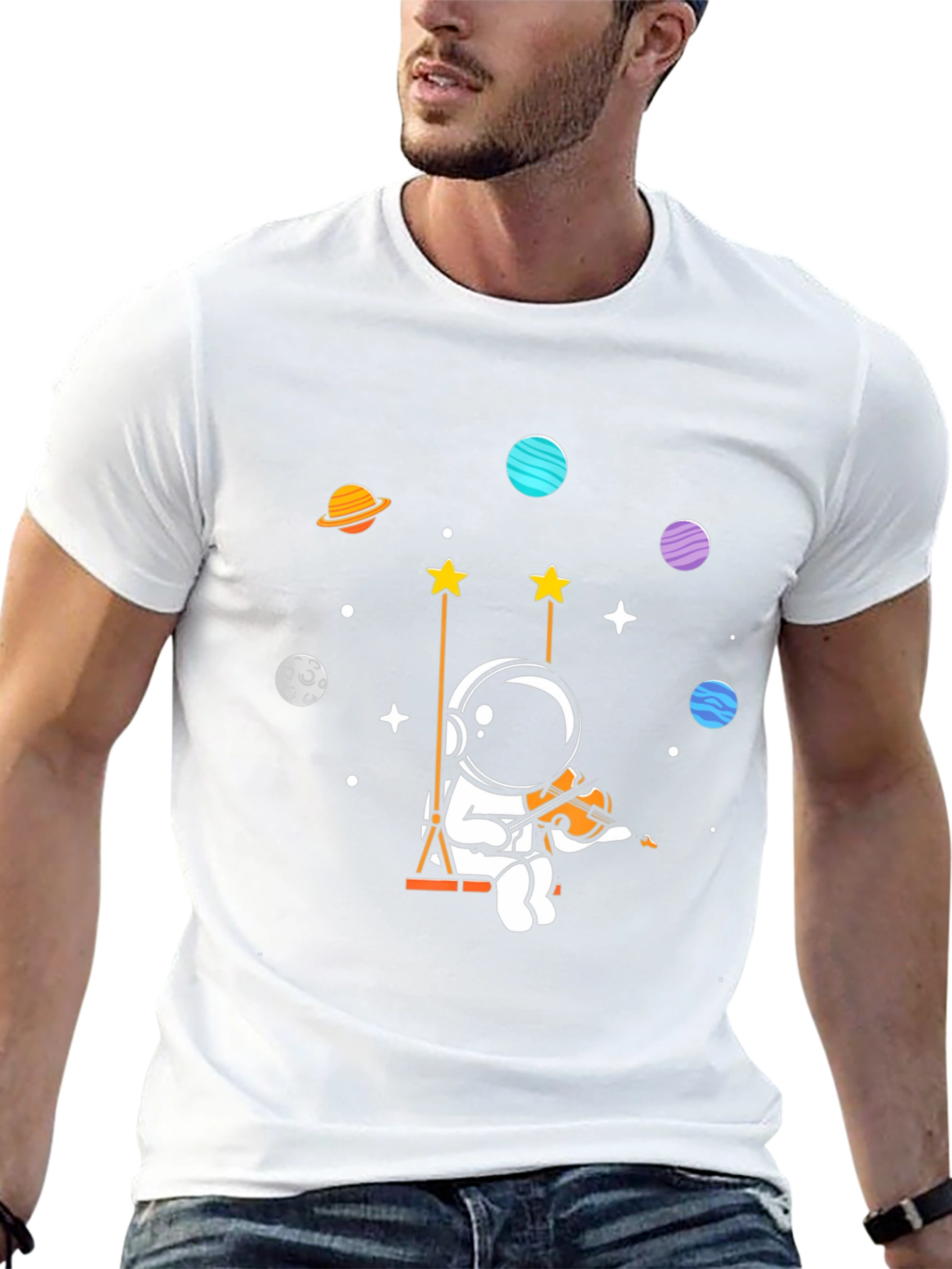 Camiseta Negra Astronauta Músico