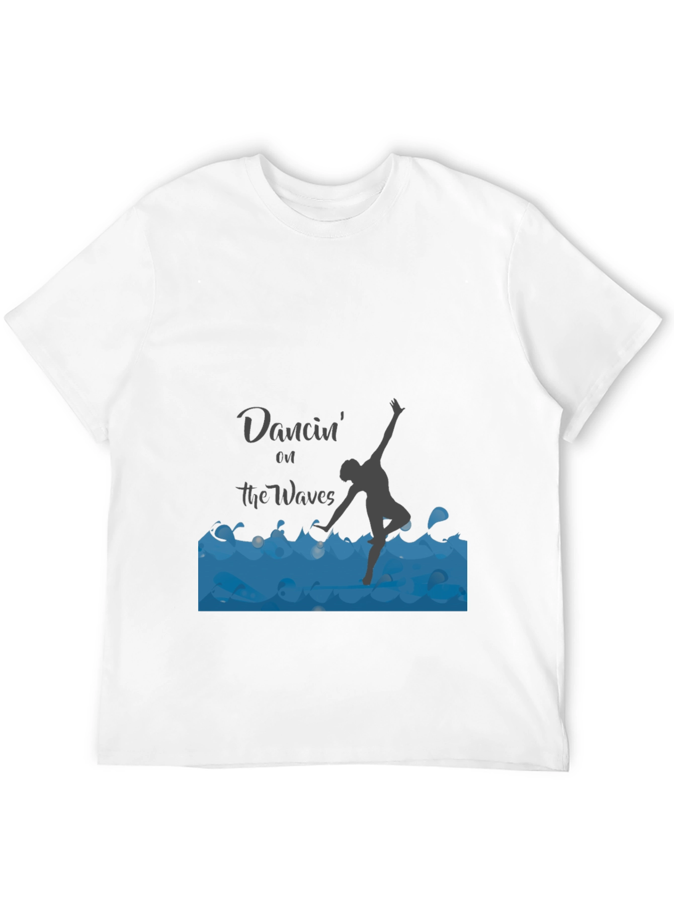 Camiseta Negra Bailando en las Olas - Diseño Único