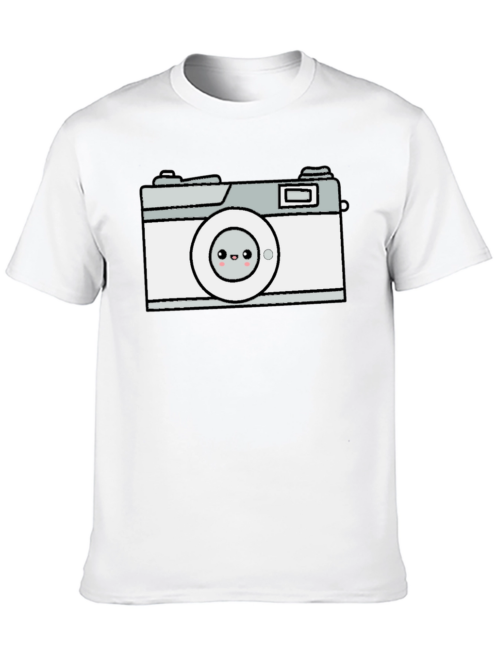 Camiseta Negra con Diseño de Cámara Kawaii