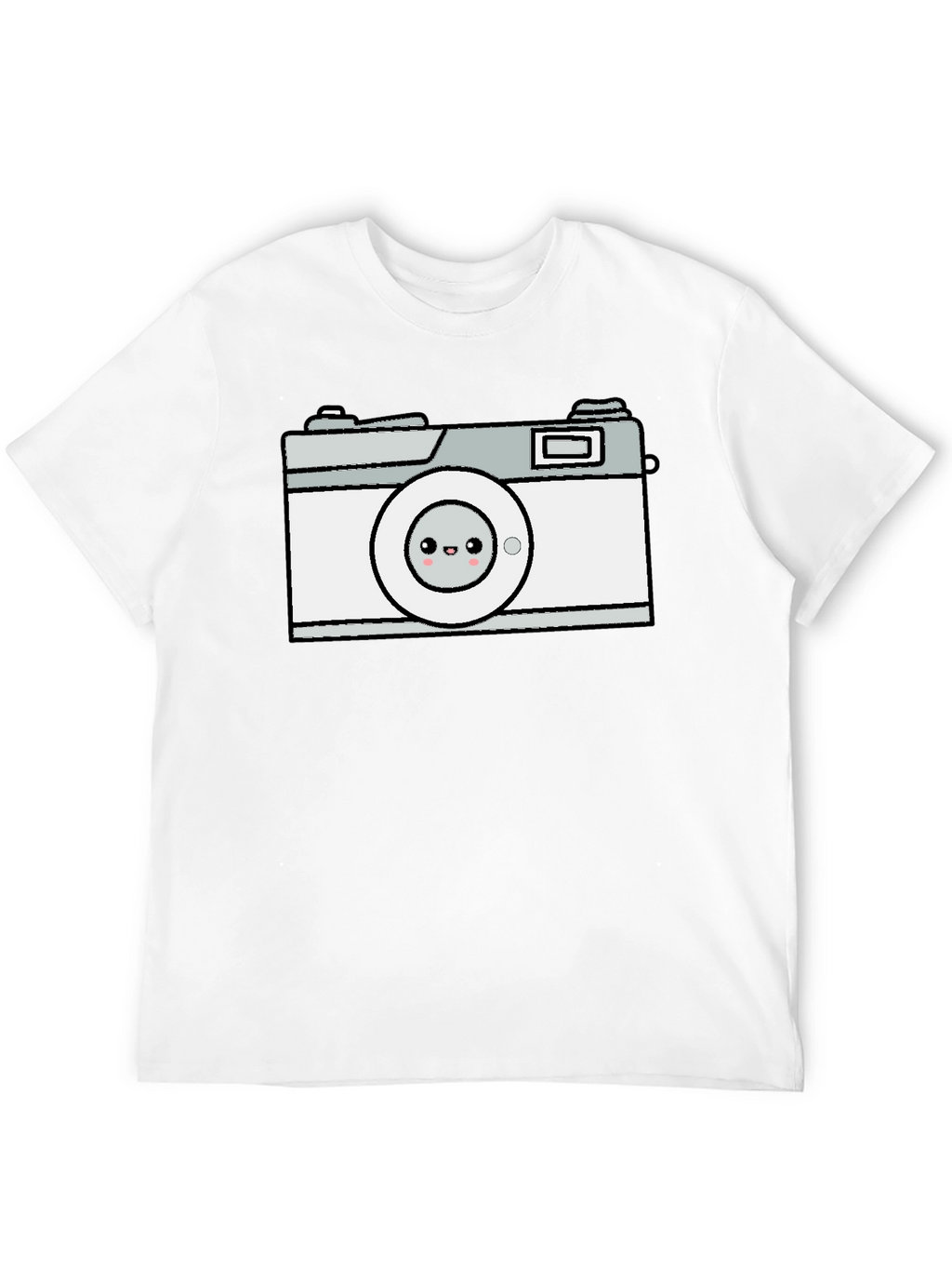 Camiseta Negra con Diseño de Cámara Kawaii