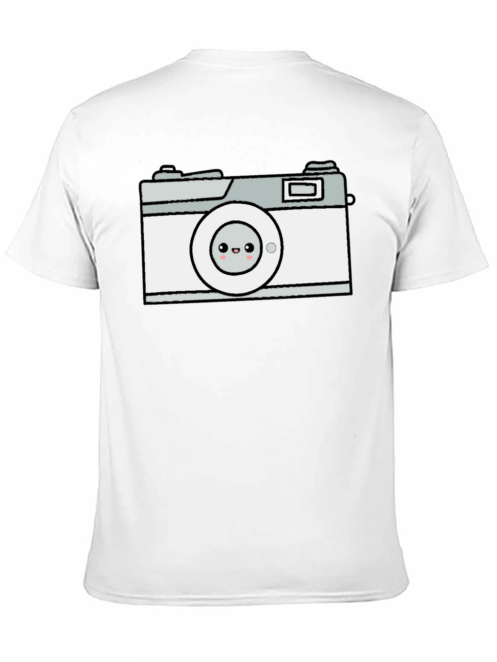 Camiseta Negra con Diseño de Cámara Kawaii