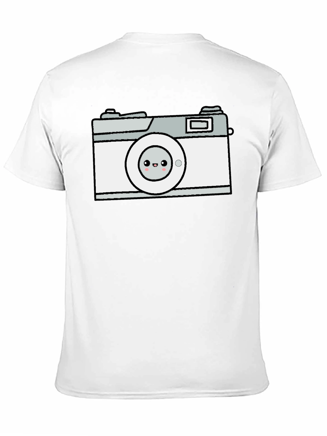 Camiseta Negra con Diseño de Cámara Kawaii