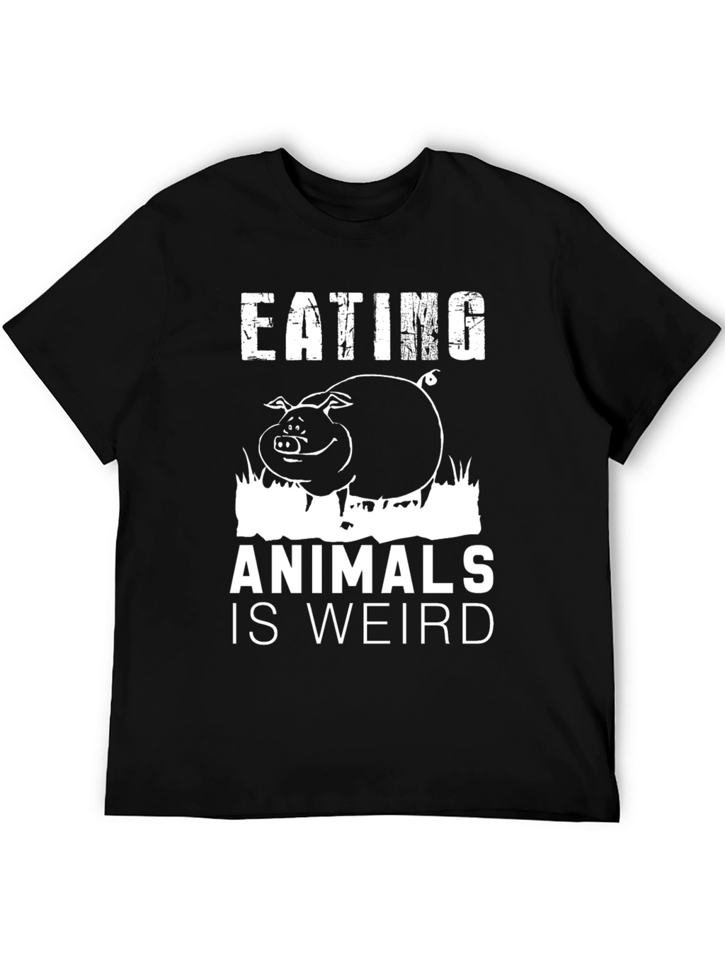 Camiseta Negra con Diseño de Cerdo Vegano