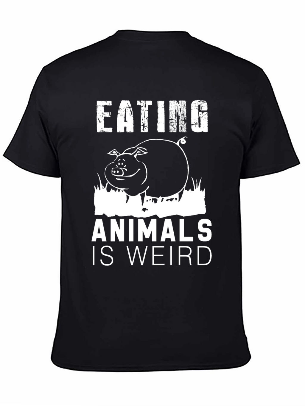 Camiseta Negra con Diseño de Cerdo Vegano