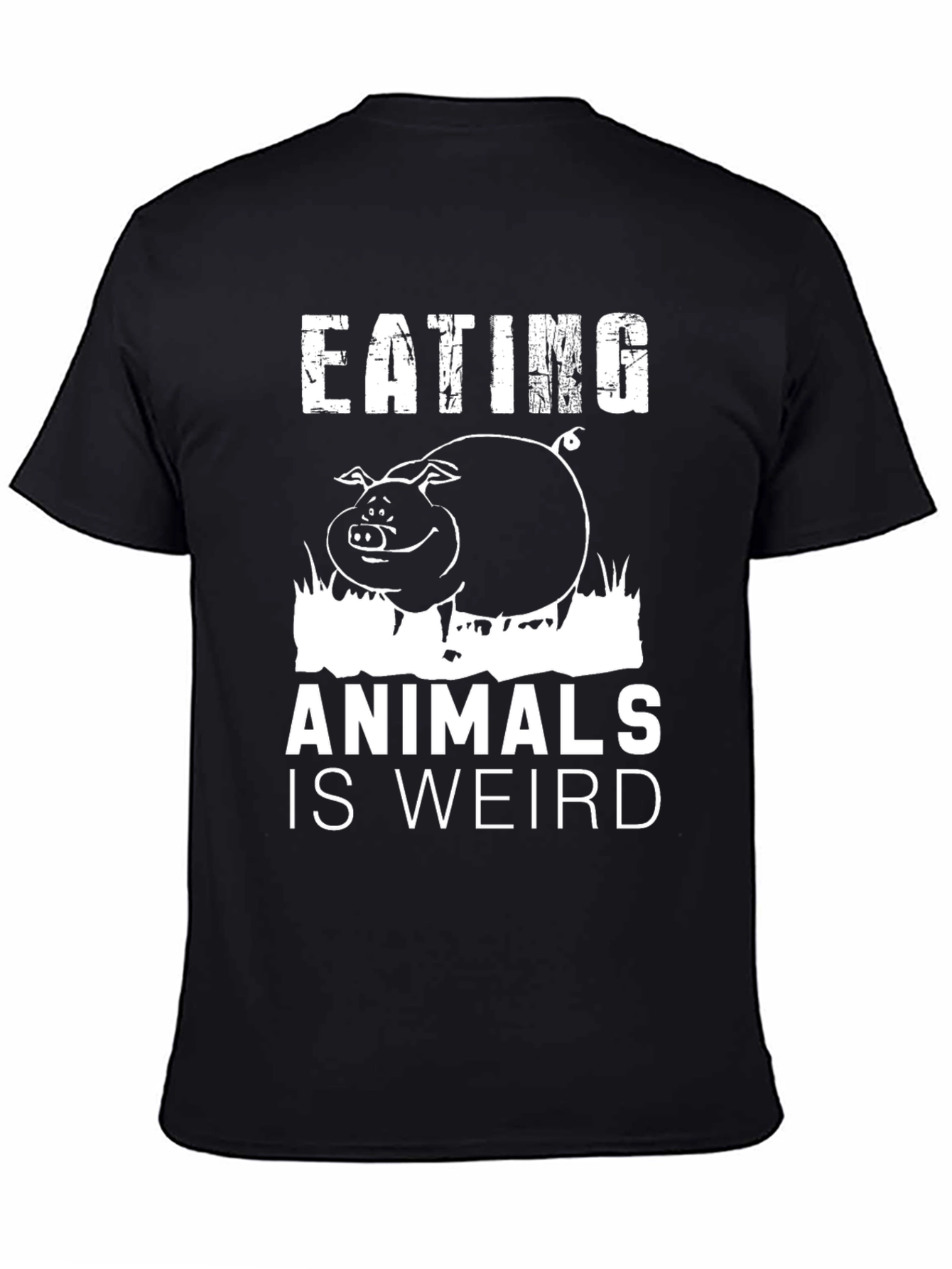 Camiseta Negra con Diseño de Cerdo Vegano