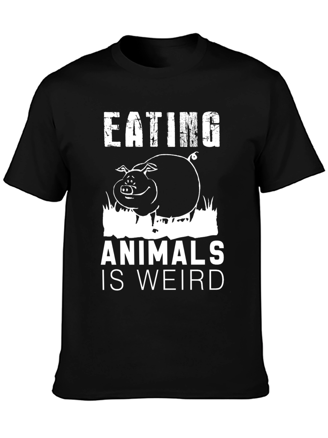 Camiseta Negra con Diseño de Cerdo Vegano