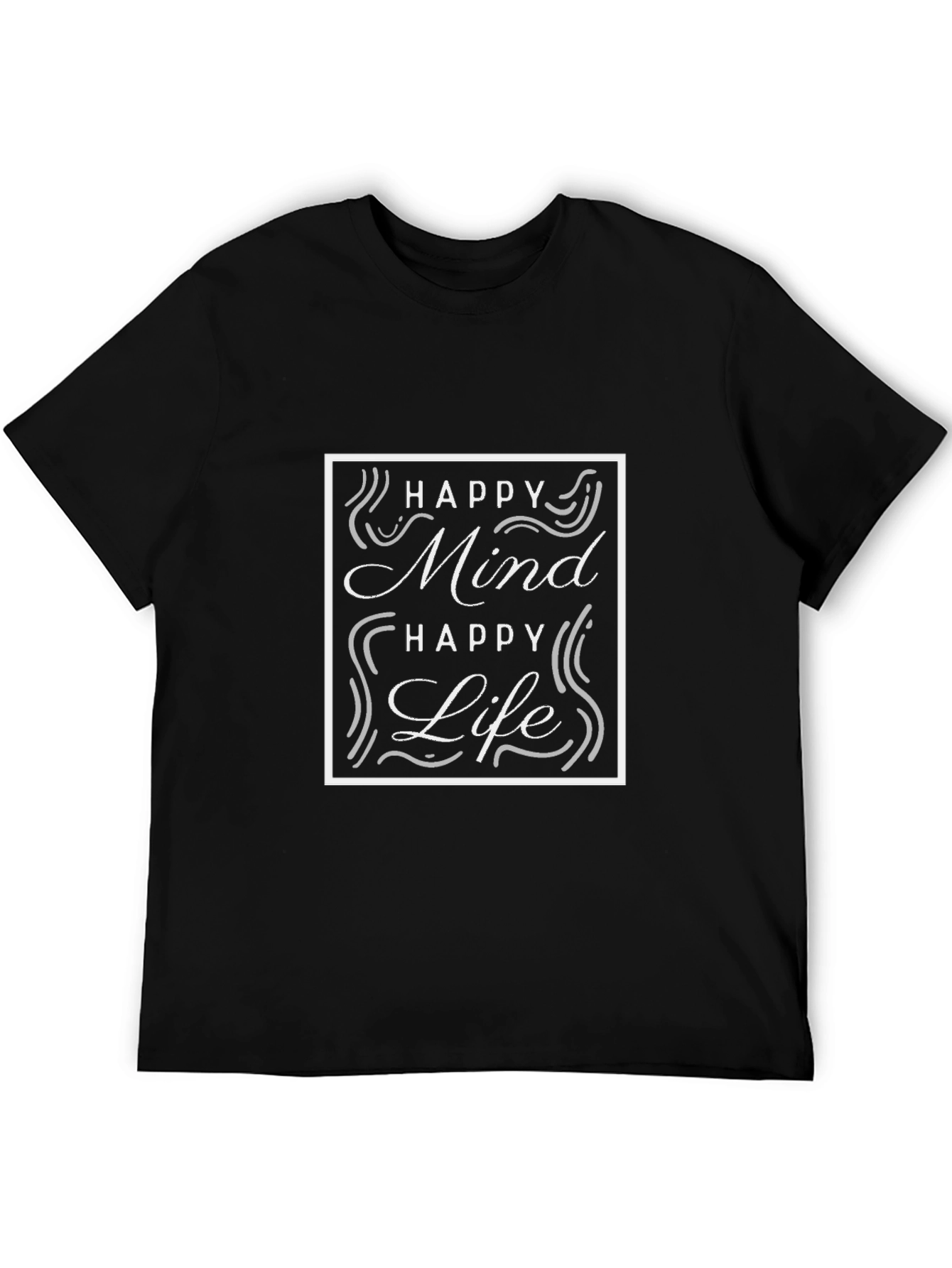 Camiseta Negra - Mente Feliz Vida Feliz