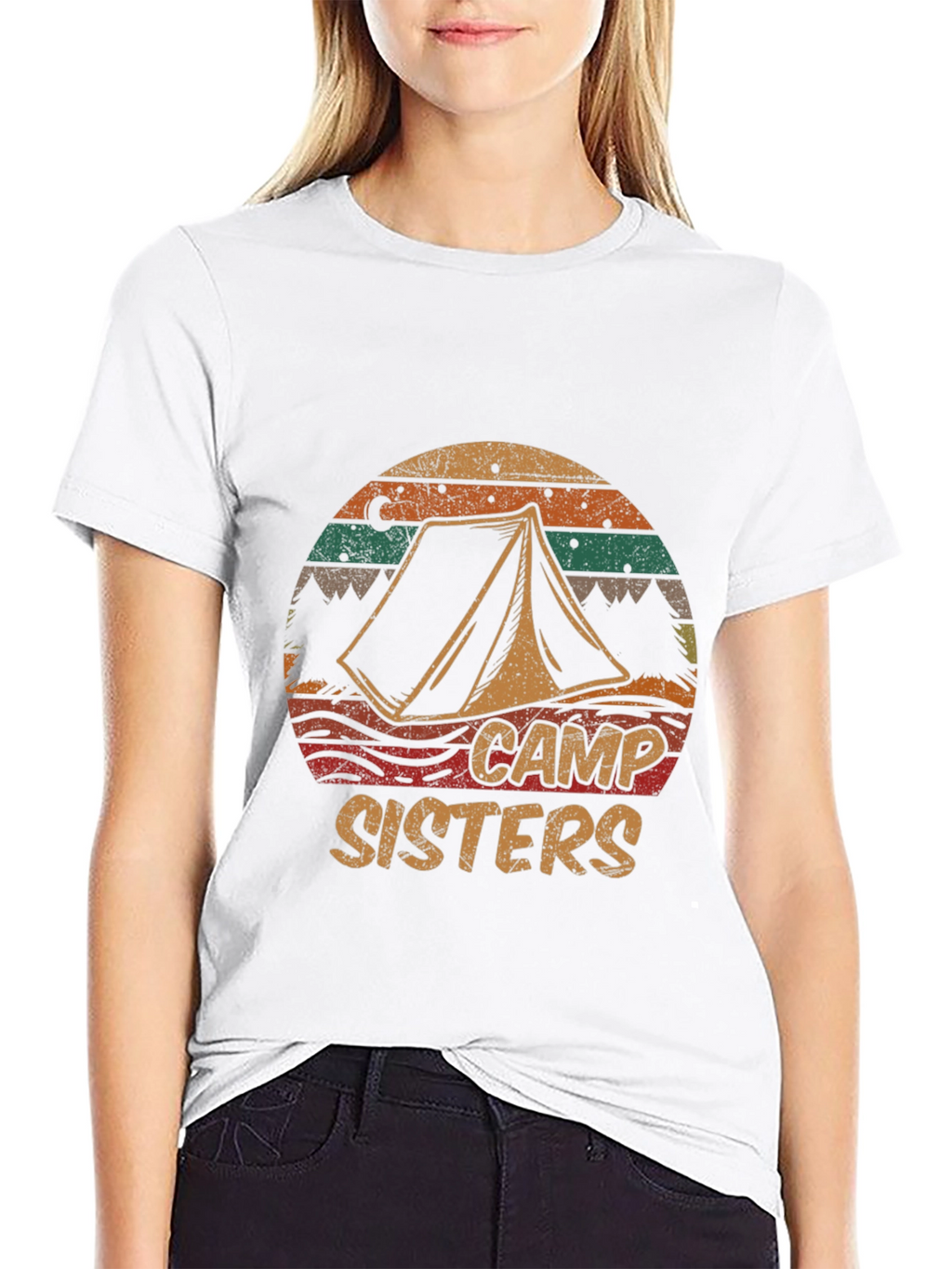 Camiseta Negra Camp Sisters Estilo Retro