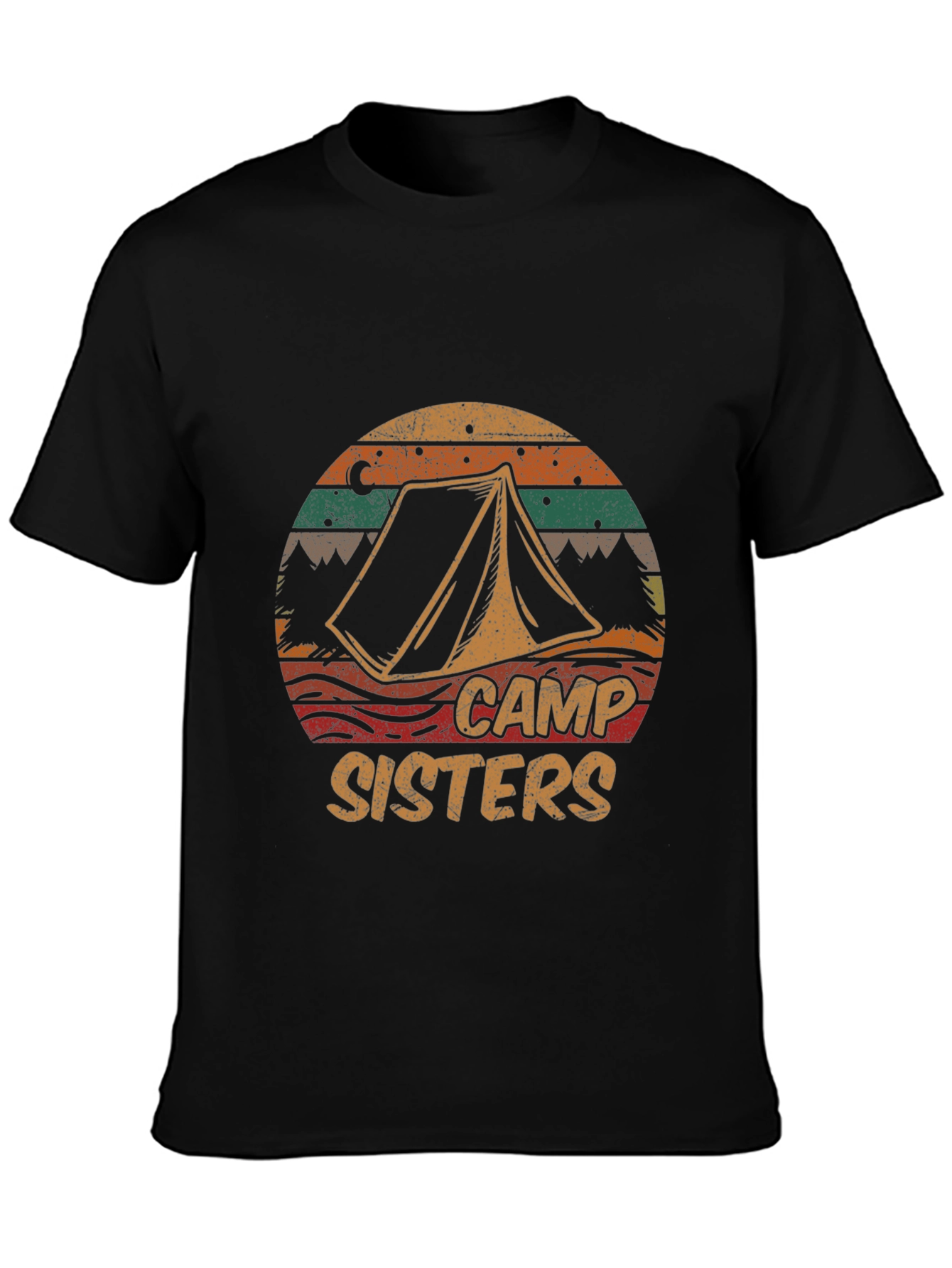 Camiseta Negra Camp Sisters Estilo Retro