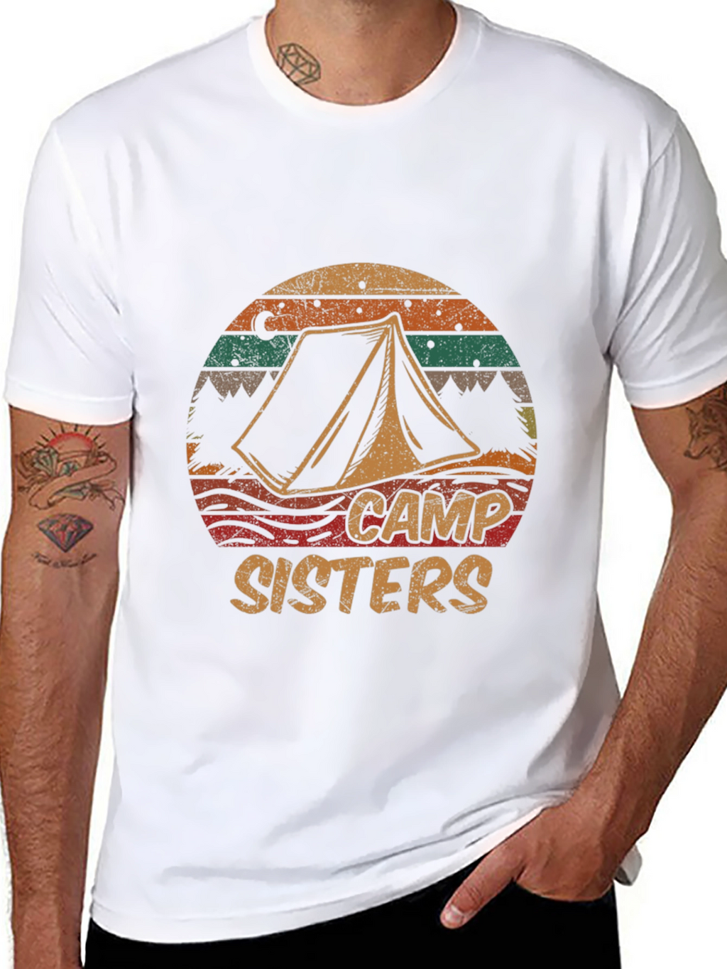 Camiseta Negra Camp Sisters Estilo Retro