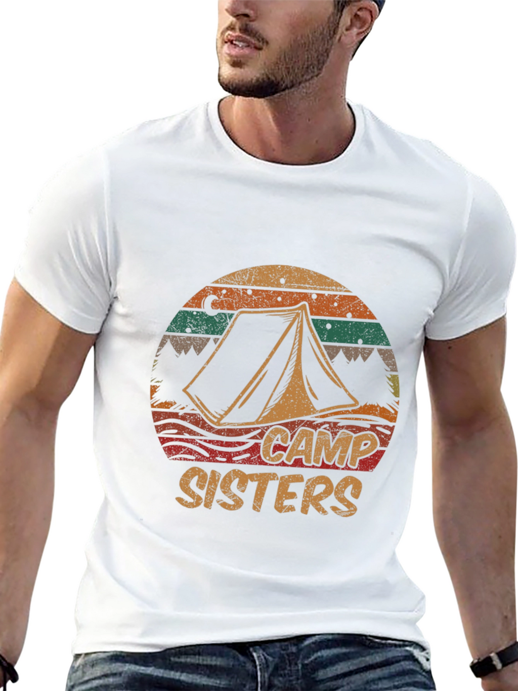 Camiseta Negra Camp Sisters Estilo Retro