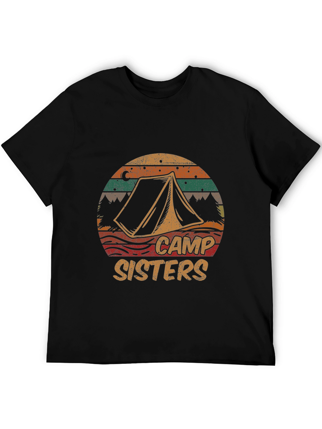Camiseta Negra Camp Sisters Estilo Retro