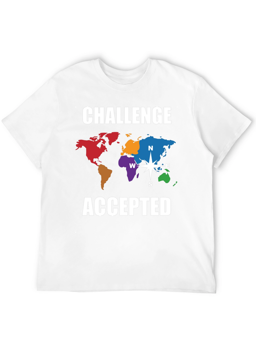 Camiseta Negra Challenge Accepted Mapa Mundial
