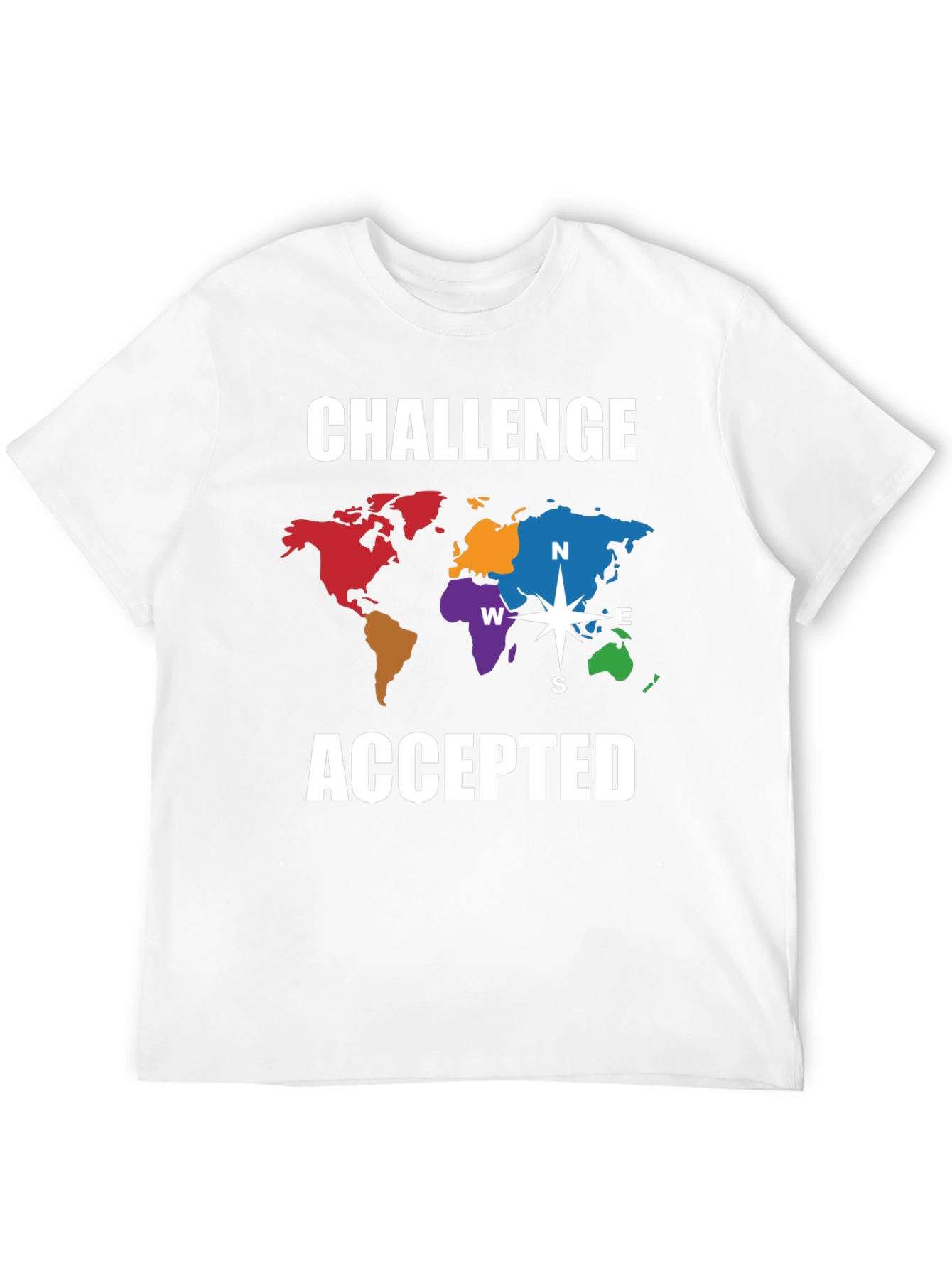 Camiseta Negra Challenge Accepted Mapa Mundial