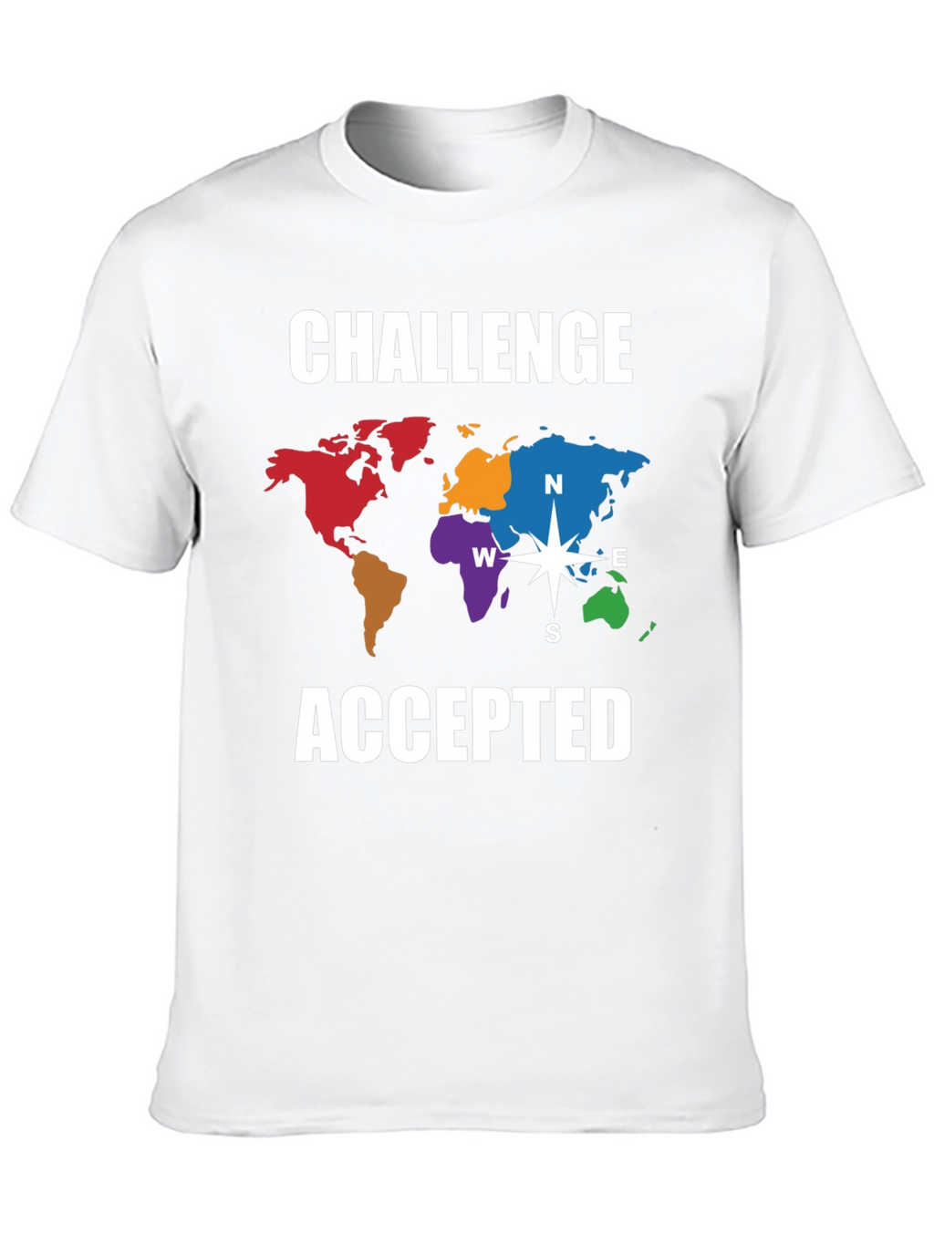 Camiseta Negra Challenge Accepted Mapa Mundial