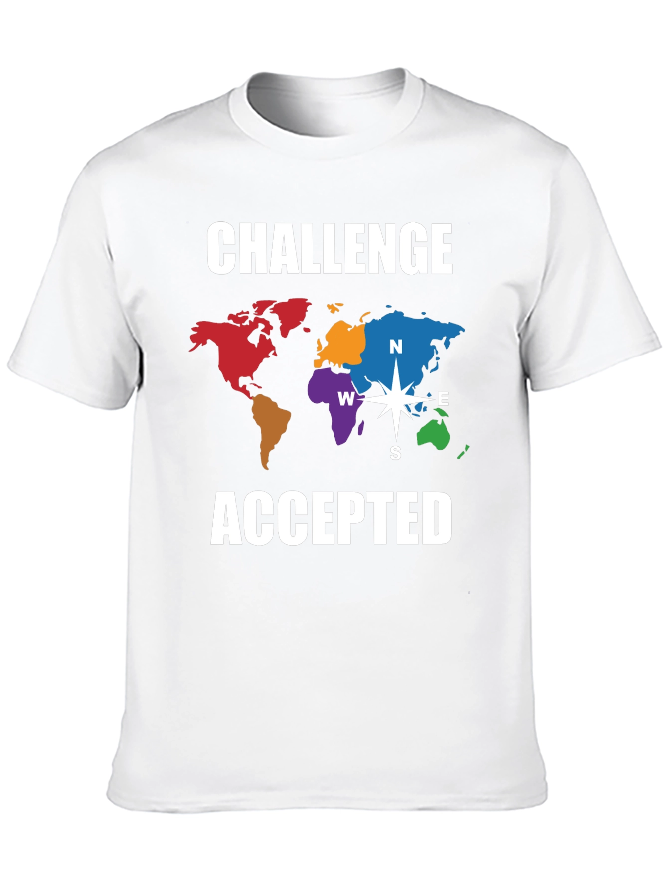 Camiseta Negra Challenge Accepted Mapa Mundial