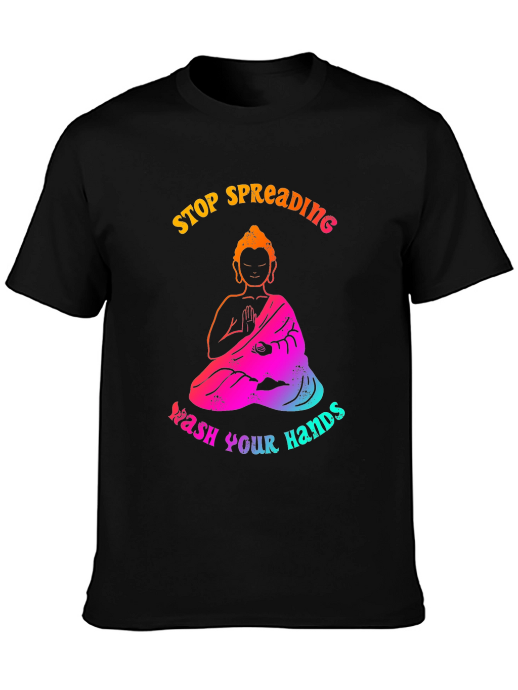 Camiseta Negra Buda Lava tus manos