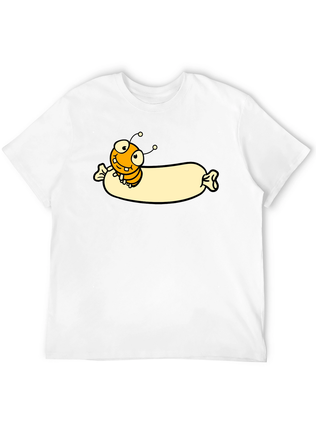 Camiseta Negra con Dibujo de Gusano Sonriente