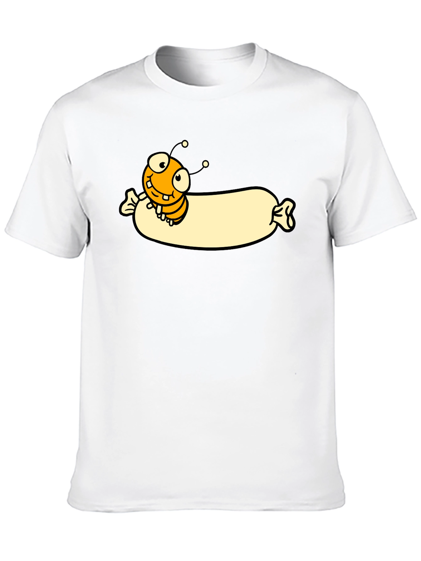 Camiseta Negra con Dibujo de Gusano Sonriente