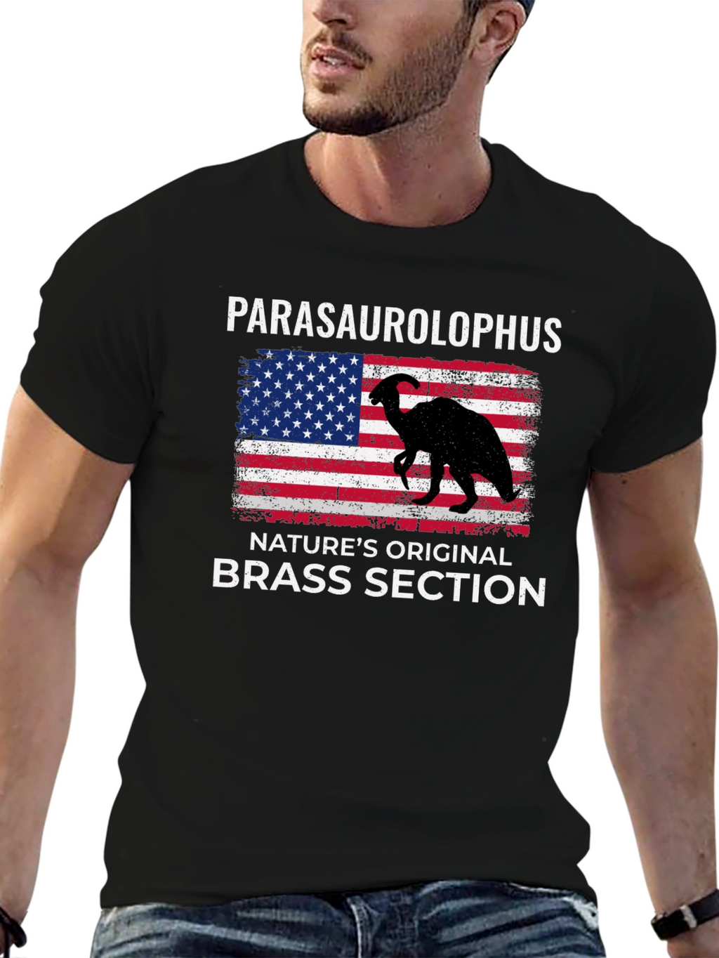 Camiseta Hombre Parasaurolophus Sección de Vientos Metálicos