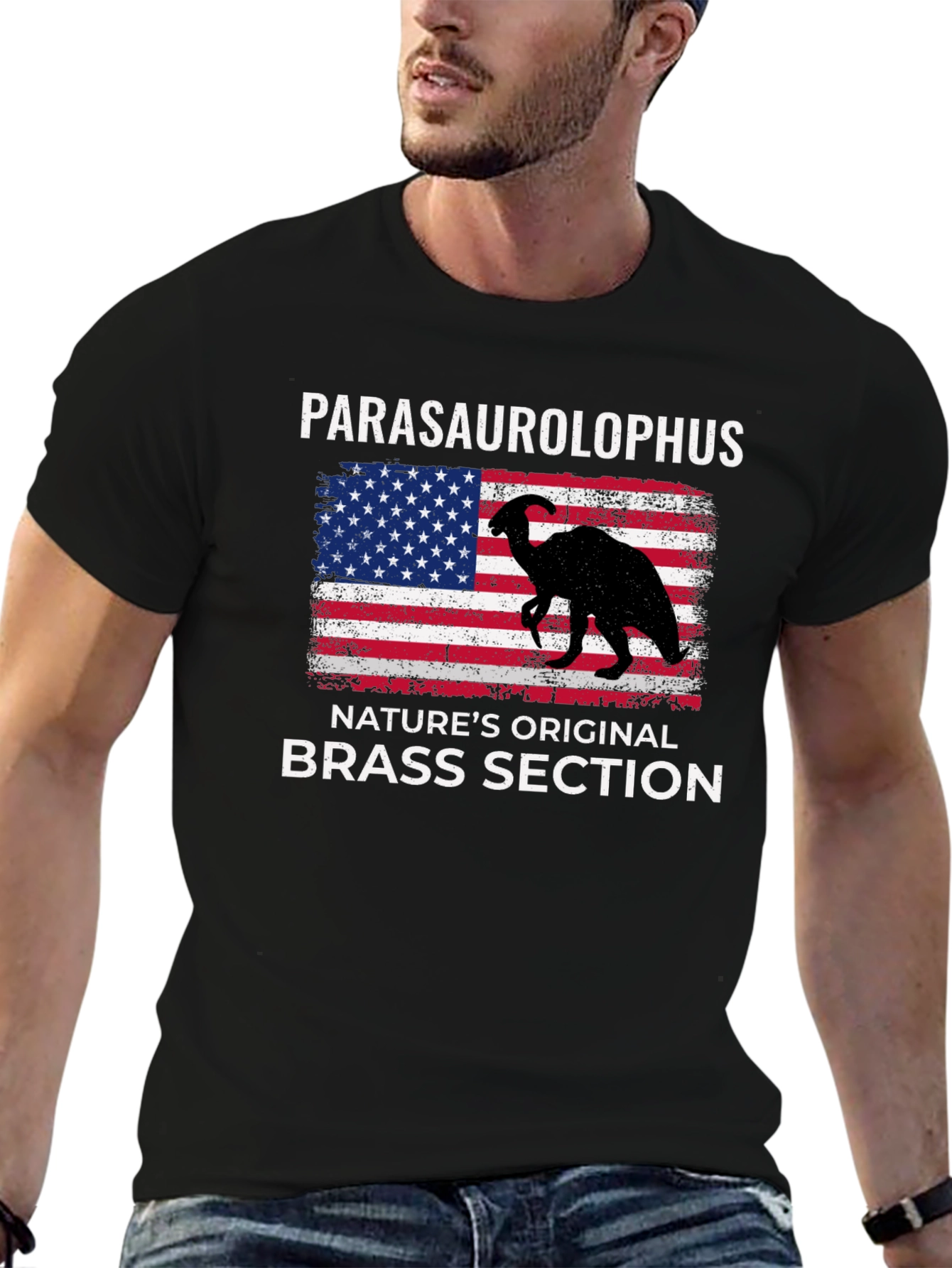 Camiseta Hombre Parasaurolophus Sección de Vientos Metálicos