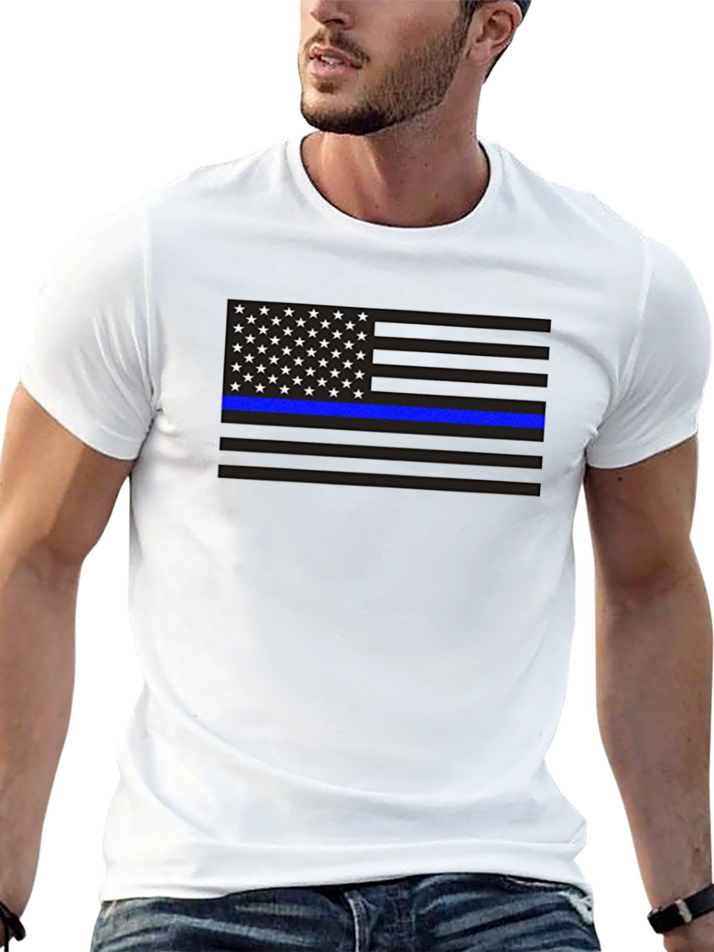 Camiseta Bandera Americana Línea Azul