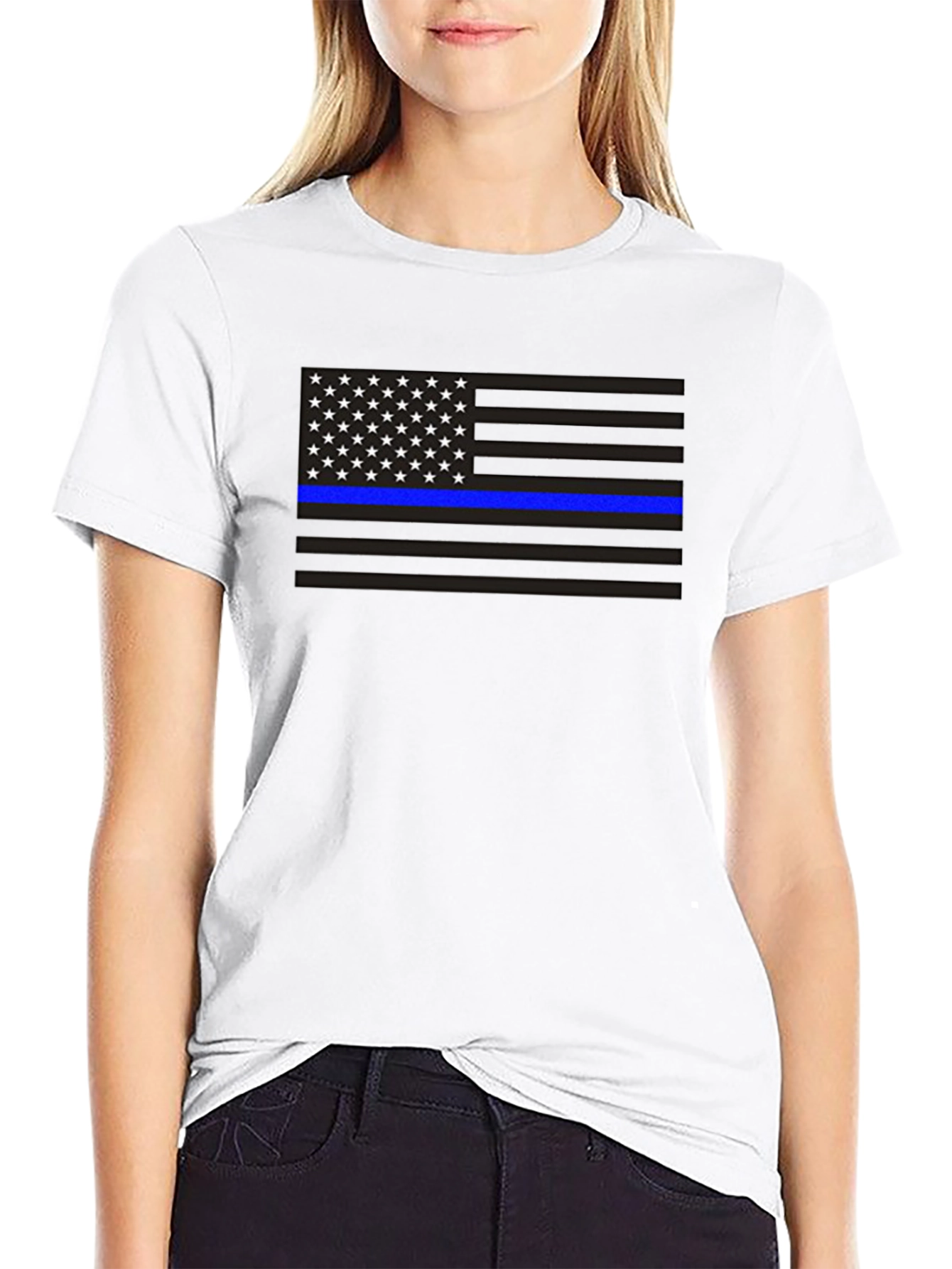 Camiseta Bandera Americana Línea Azul