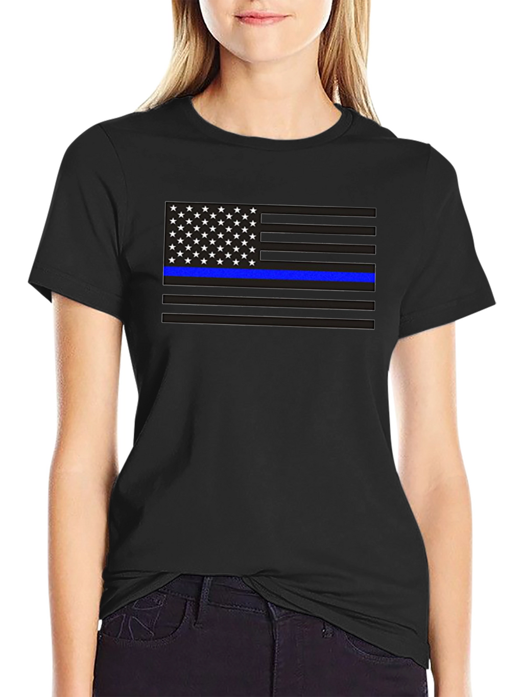 Camiseta Bandera Americana Línea Azul