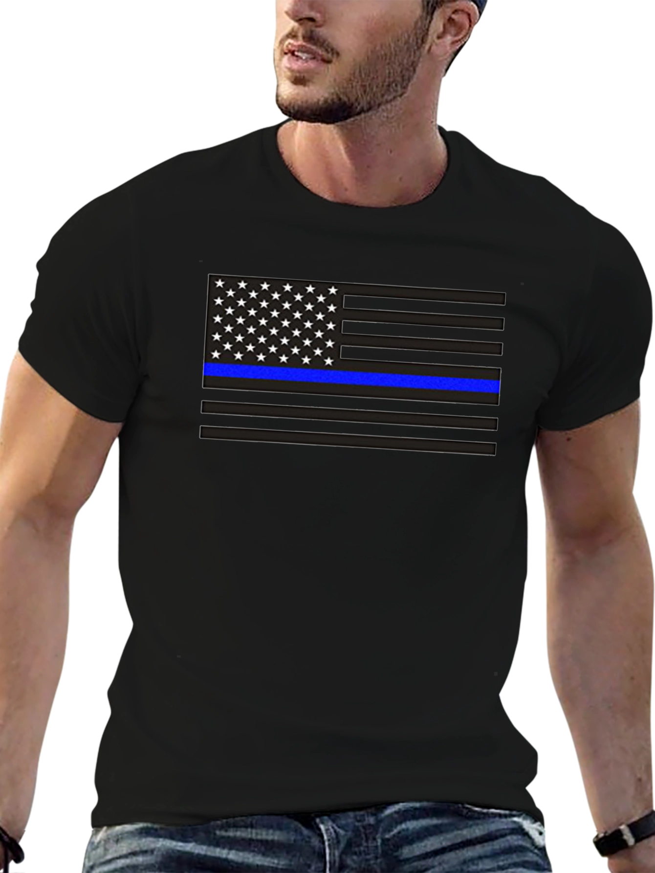 Camiseta Bandera Americana Línea Azul