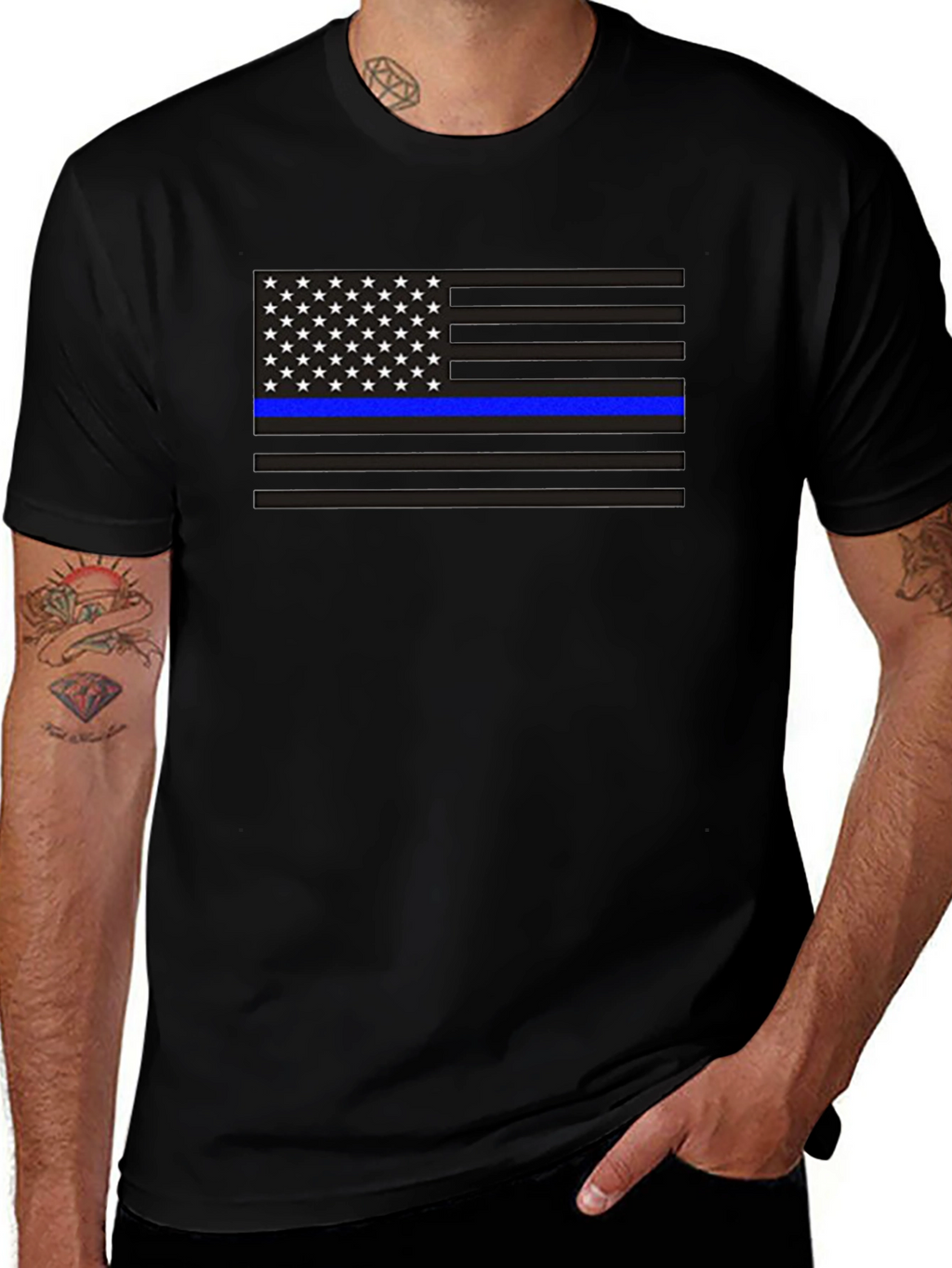 Camiseta Bandera Americana Línea Azul