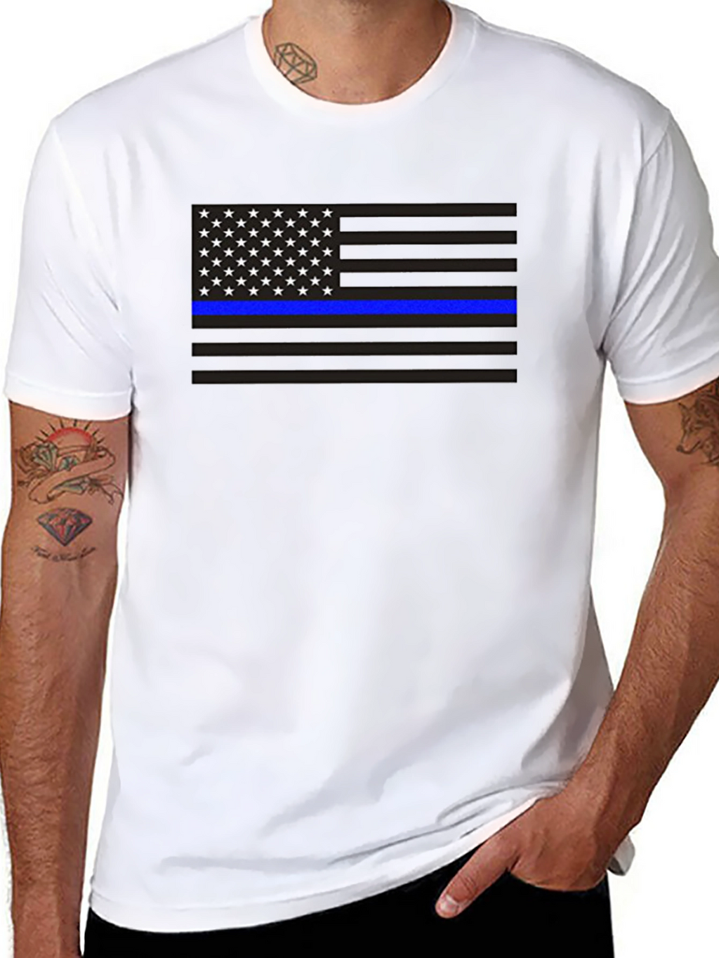Camiseta Bandera Americana Línea Azul