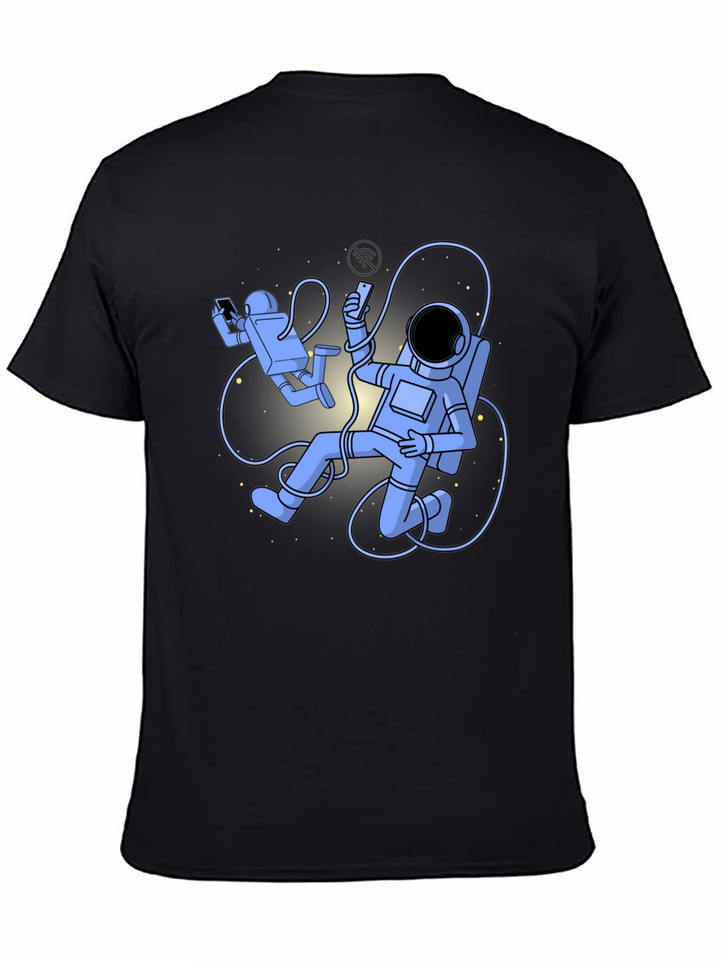 Camiseta Negra con Diseño de Astronautas Digitales