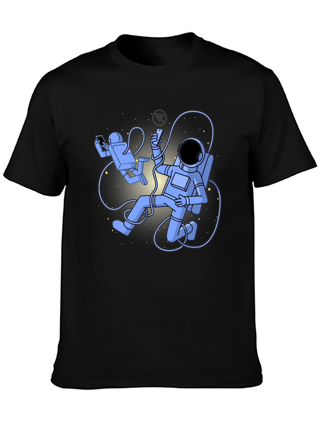 Camiseta Negra con Diseño de Astronautas Digitales