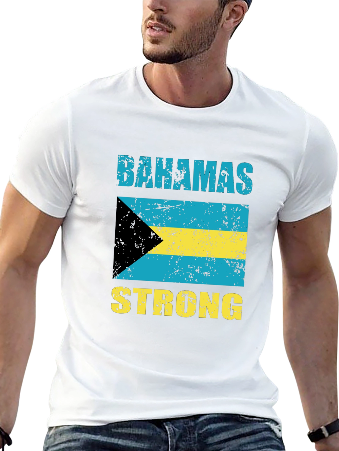Camiseta Bahamas Strong Negro Algodón Diseño Bandera