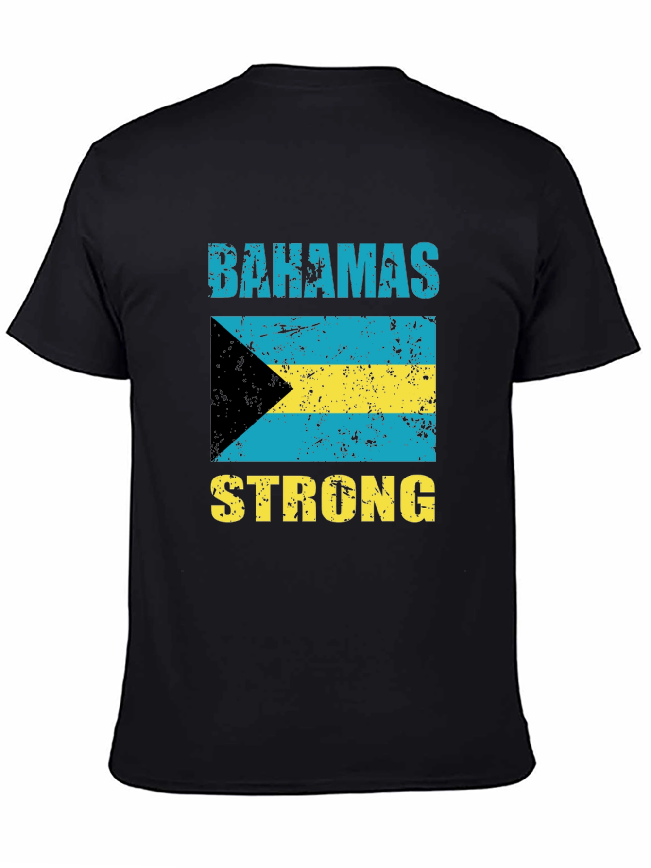 Camiseta Bahamas Strong Negro Algodón Diseño Bandera