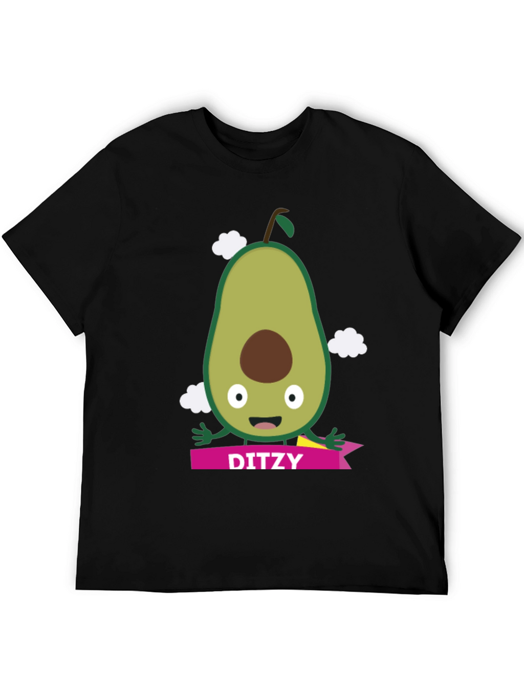Camiseta Negra con Aguacate Ditzy para Hombre