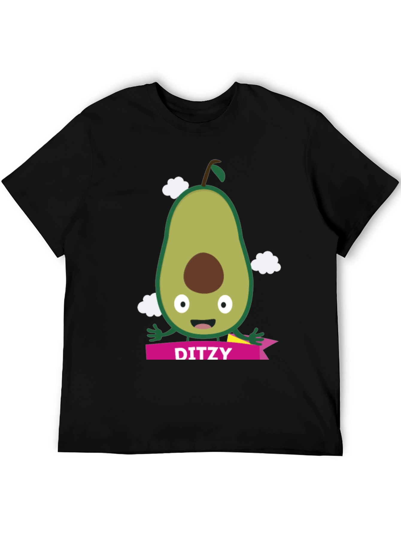 Camiseta Negra con Aguacate Ditzy para Hombre
